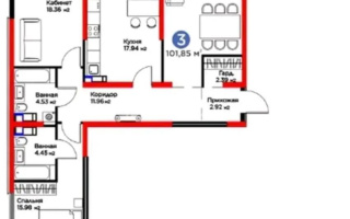 Продажа 3-комнатной квартиры, 102 м², ул. Ботакоз, дом  2/1 - Продажа  трехкомнатных квартир в новостройках Алматы без посредников с фото