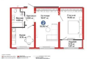 Продажа 2-комнатной квартиры, 52.62 м², ул. Е-652, дом  18 - Продажа квартир в новостройках Астаны