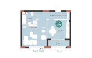 Продажа 1-комнатной квартиры, 44.18 м², ул. Е-496, дом  6 - Продажа  однокомнатных квартир в новостройках Астаны без посредников