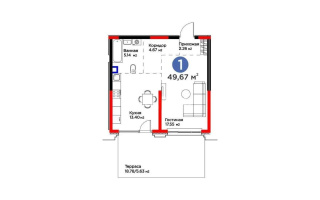 Продажа 1-комнатной квартиры, 49 м², Кульджинский тракт, дом  9/6а - Продажа  однокомнатных квартир в Алматы