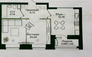 Продажа 1-комнатной квартиры, 44.64 м², ул. Калдаякова, дом  59 стр - Продажа квартир в Астане