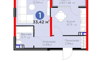 Продажа 1-комнатной квартиры, 33.42 м², ул. Байге, дом  12б - Продажа квартир в Алматы