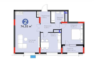 Продажа 2-комнатной квартиры, 74.35 м² - Продажа  двухкомнатных квартир в новостройках Астаны с фото - страница 34