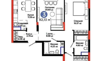 Продажа 3-комнатной квартиры, 92.13 м² - Продажа  трехкомнатных квартир в новостройках Астаны с фото - страница 3