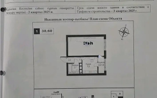 Продажа 1-комнатной квартиры, 38.6 м², ул. Рыскулова, дом  2б/1 - Продажа  однокомнатных квартир в новостройках Алматы с фото