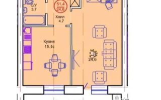 Продажа 1-комнатной квартиры, 51.4 м², пр. Тауелсыздык, дом  34/8 стр - Продажа  однокомнатных квартир в Астане
