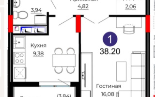 Продажа 1-комнатной квартиры, 38 м², ул. Казыбек би, дом  41/1 - Продажа квартир в новостройках Астаны с фото