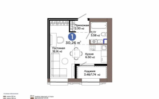 Продажа 1-комнатной квартиры, 30.29 м² - Продажа однокомнатных квартир в блочном доме в Астане