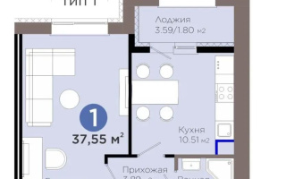 Продажа 1-комнатной квартиры, 37.55 м² - Продажа квартир в новостройках Астаны без посредников