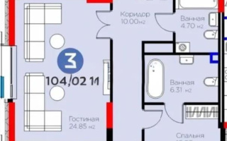 Продажа 3-комнатной квартиры, 104.2 м², ул. Толе би, дом  54 - Продажа  трехкомнатных квартир в новостройках Астаны