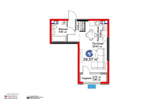 Продажа 1-комнатной квартиры, 28.5 м², ул. Момышулы, дом  11/14а - Продажа  однокомнатных квартир в новостройках Алматы
