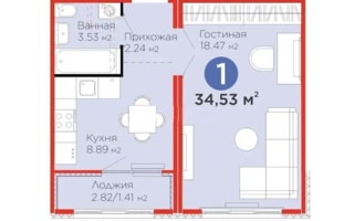 Продажа 1-комнатной квартиры, 34.53 м² - Продажа квартир в монолитном доме в Казахстане