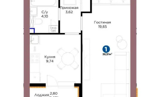 Продажа 1-комнатной квартиры, 38.51 м², ул. Чокина, дом  4 - Продажа квартир в Казахстане