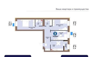 Продажа 3-комнатной квартиры, 78.82 м² - Продажа трехкомнатных квартир от собственников в Астане