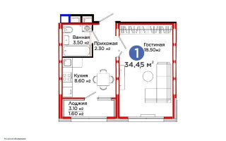 Продажа 1-комнатной квартиры, 34.45 м², ул. Е-915, дом  21 - Продажа  однокомнатных квартир в Астане без посредников с фото