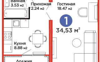 Продажа 1-комнатной квартиры, 34.53 м² - Продажа однокомнатных квартир без посредников в Астане