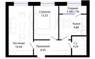 Продажа 2-комнатной квартиры, 57.53 м², ул. Жошы хана, дом  17 - Продажа  двухкомнатных квартир в Астане