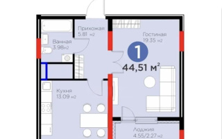 Продажа 1-комнатной квартиры, 45 м², ул. Толе би, дом  54/1 - Продажа  однокомнатных квартир в Астане
