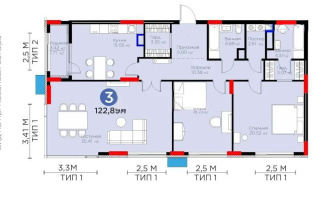 Продажа 3-комнатной квартиры, 122.89 м², ул. Кунаева, дом  3 стр - Продажа  трехкомнатных квартир в Астане