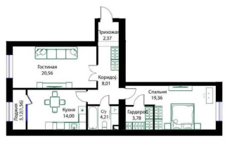 Продажа 2-комнатной квартиры, 73.85 м², ул. Жошы хана, дом  12/3 - Продажа квартир в Астане