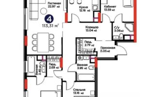 Продажа 4-комнатной квартиры, 113.31 м² - Продажа квартир в Казахстане