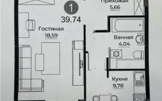 Продажа 1-комнатной квартиры, 40.5 м², ул. Е-429, дом  26 - Продажа квартир в Астане