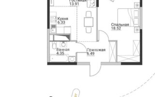Продажа 2-комнатной квартиры, 51.58 м²