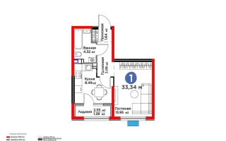 Продажа 1-комнатной квартиры, 33.34 м², ул. Момышулы, дом  11/14а - Продажа  однокомнатных квартир в новостройках Алматы без посредников