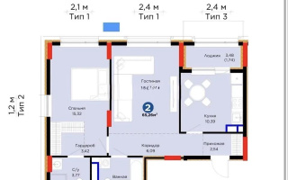 Продажа 2-комнатной квартиры, 65.26 м² - Продажа квартир в р-не Нура Астаны
