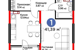 Продажа 1-комнатной квартиры, 41.39 м², пр. Райымбека, дом  219/2 - Продажа квартир в Алматы