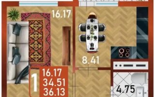 Продажа 1-комнатной квартиры, 36.13 м²