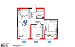 Продажа 3-комнатной квартиры, 57.44 м² - Продажа квартир в монолитно-каркасном доме в Казахстане - страница 9