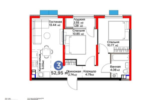 Продажа 3-комнатной квартиры, 52.95 м², ул. Момышулы, дом  11/14а - Продажа  трехкомнатных квартир в новостройках Алматы без посредников с фото