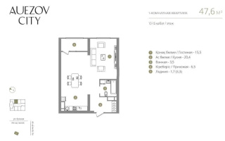 Продажа 1-комнатной квартиры, 47.6 м², пр. Райымбека, дом  210/1 стр - Продажа квартир в Алматы