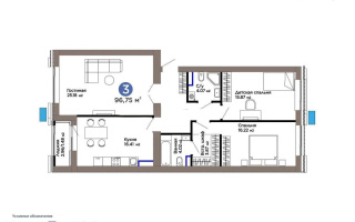 Продажа 3-комнатной квартиры, 96.75 м², ул. Е-899, дом  5/1 - Продажа  трехкомнатных квартир в новостройках Астаны с фото