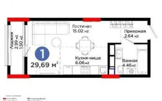Продажа 1-комнатной квартиры, 29.69 м², ул. Толе би, дом  28/1 - Продажа  однокомнатных квартир в Астане без посредников с фото