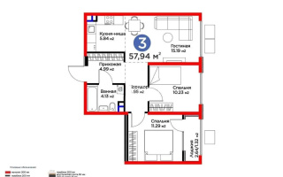 Продажа 3-комнатной квартиры, 57.94 м², ул. Момышулы, дом  11/14а - Продажа  трехкомнатных квартир в новостройках Алматы без посредников с фото