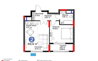 Продажа 2-комнатной квартиры, 49.12 м², ул. Бухар жырау, дом  33 - Продажа квартир в Астане без посредников