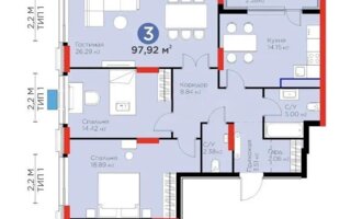 Продажа 3-комнатной квартиры, 96 м²