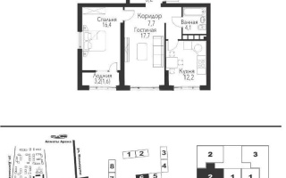 Продажа 2-комнатной квартиры, 64.9 м², ул. Рыскулова, дом  2б/1 - Продажа квартир в новостройках Алматы без посредников с фото