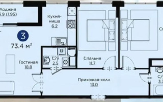 Продажа 3-комнатной квартиры, 73.4 м², ул. Айнакол, дом  64 - Продажа  трехкомнатных квартир в новостройках Астаны