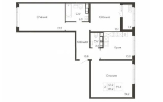 Продажа 3-комнатной квартиры, 91.1 м², ул. Нажимеденова, дом  3/4 - Продажа  трехкомнатных квартир в Астане