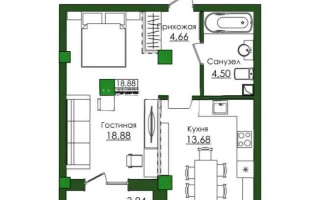 Продажа 1-комнатной квартиры, 43.69 м², ул. Е-779, дом  32 - Продажа  однокомнатных квартир в новостройках Астаны без посредников