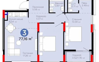 Продажа 3-комнатной квартиры, 77.29 м², ул. Е-899, дом  7 стр - Продажа  трехкомнатных квартир в Астане с фото