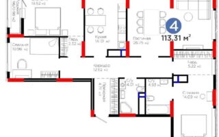 Продажа 4-комнатной квартиры, 113.5 м²