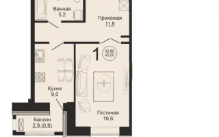 Продажа 1-комнатной квартиры, 43.5 м², ул. Жангельдина, дом  14 стр - Продажа  однокомнатных квартир в Астане с фото