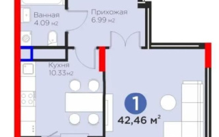 Продажа 1-комнатной квартиры, 43 м², ул. Рыскулова, дом  18 - Продажа квартир в новостройках Астаны