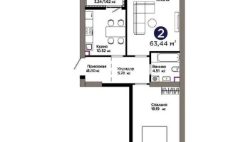 Продажа 2-комнатной квартиры, 63.44 м², ул. Хусейна бен Талала, дом  1 стр - Продажа квартир в Астане