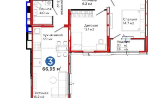 Продажа 3-комнатной квартиры, 66.95 м², ул. Е-103, дом  5а - Продажа  трехкомнатных квартир в новостройках Астаны