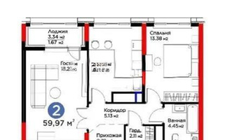 Продажа 2-комнатной квартиры, 60.9 м², ул. Рыскулова, дом  16/2 - Продажа квартир в Казахстане